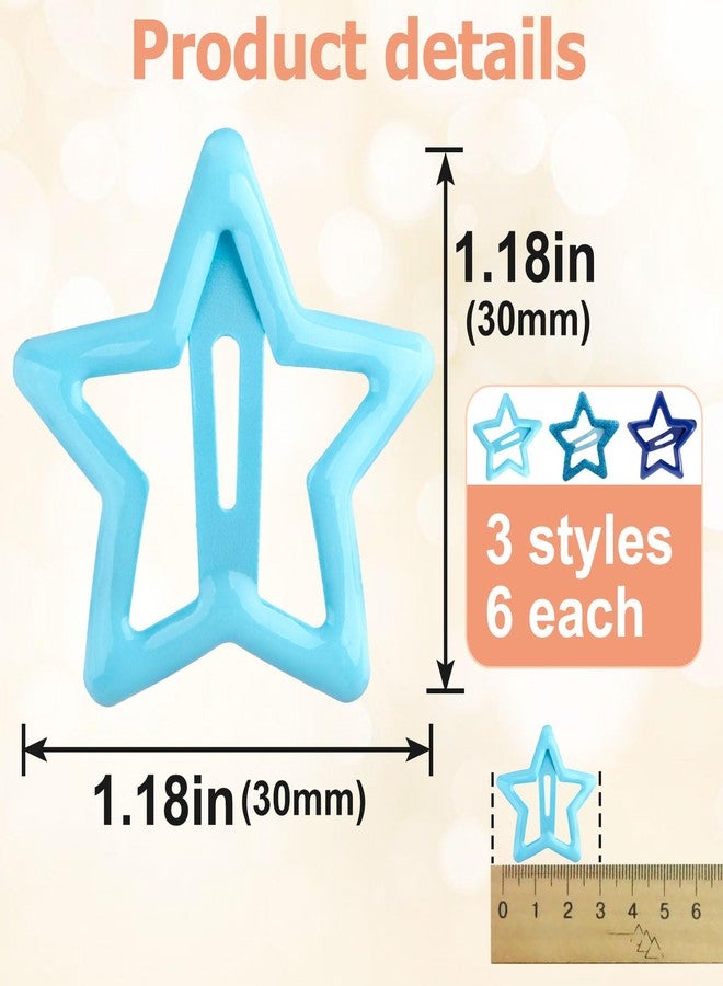 Mxxipp 18pcs Star Hair Clips for Women, Non-Slip Metal Star Snap Barrettes, Y2K Hairstyle Accessories for Women Thick Thin Fine Straight Curly Long Short Hair- Blue & Light Blue & Dark Blue - Image 2